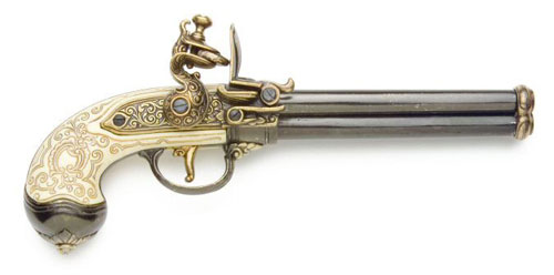 3-BARREL FLINTLOCK PISTOL