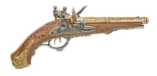 FRENCH DOUBLE BARREL FLINTLOCK PISTOL