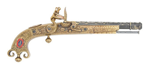 SCOTTISH FLINTLOCK PISTOL, M1760 IN GOLD FINISH