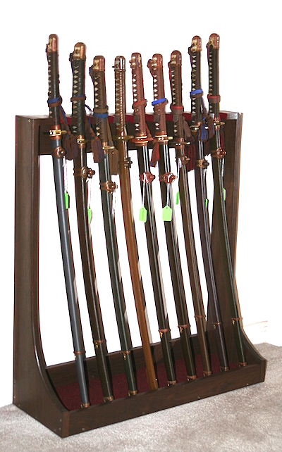 SWORD DISPLAY STANDBlack Wood Tabletop Swords and More Guns For Knives
